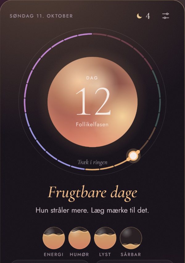 Lunatwin-appen med dagens fase, energi og humør