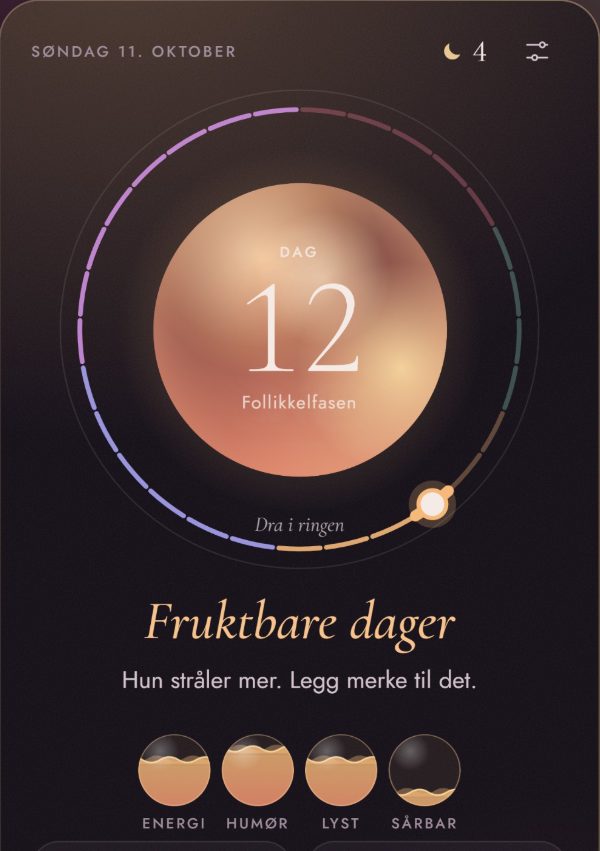 Lunatwin-appen med dagens fase, energi og humør